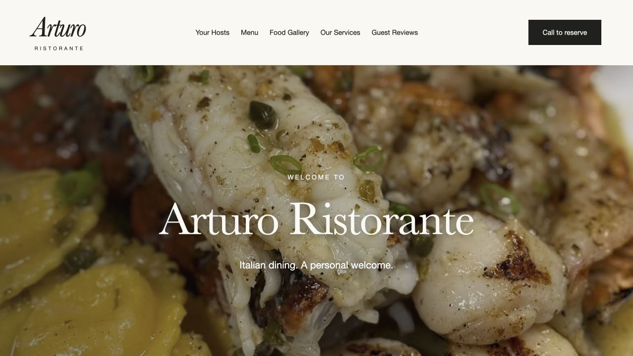 Arturo Ristorante website concept