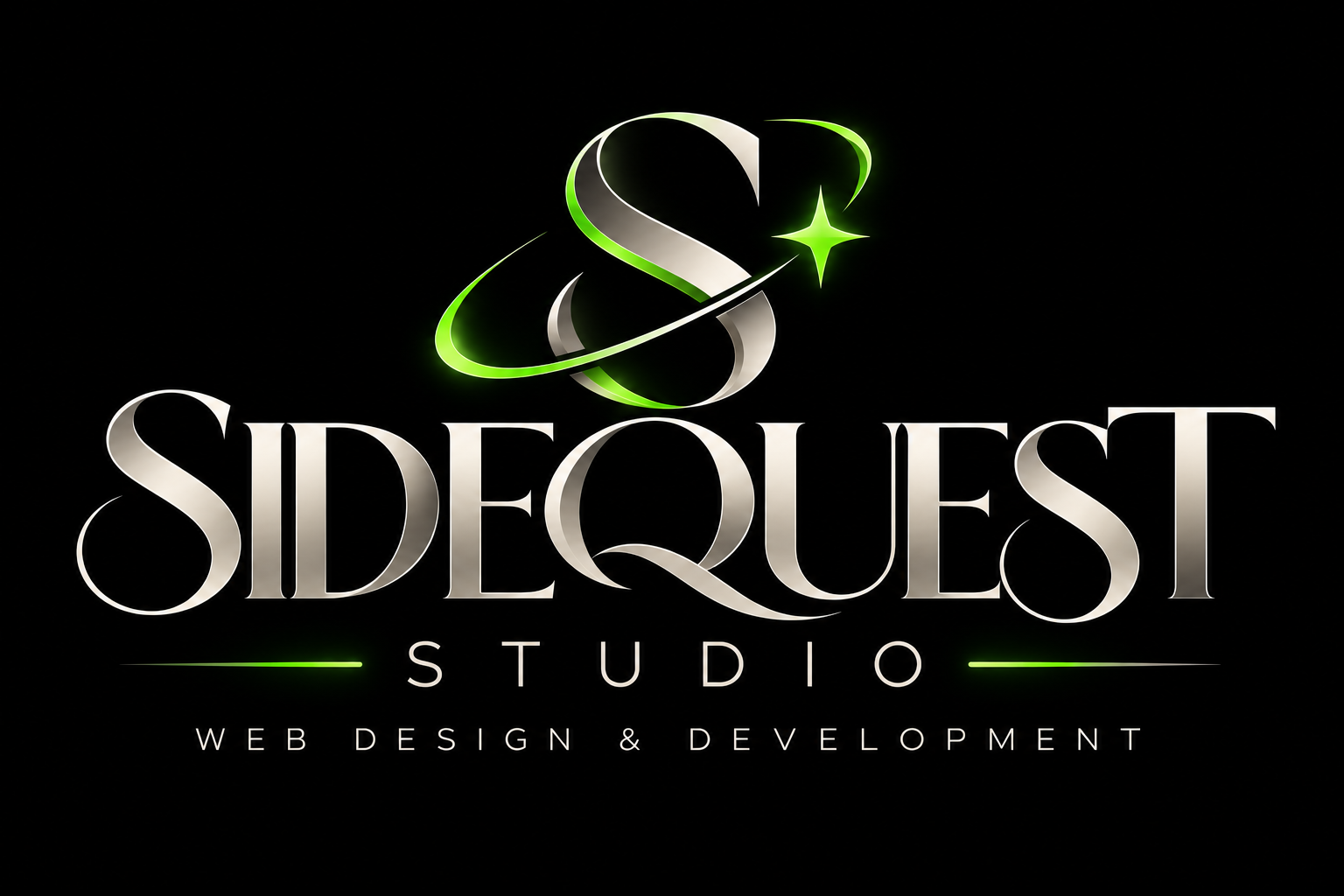Sidequest Studio silver and neon green logo