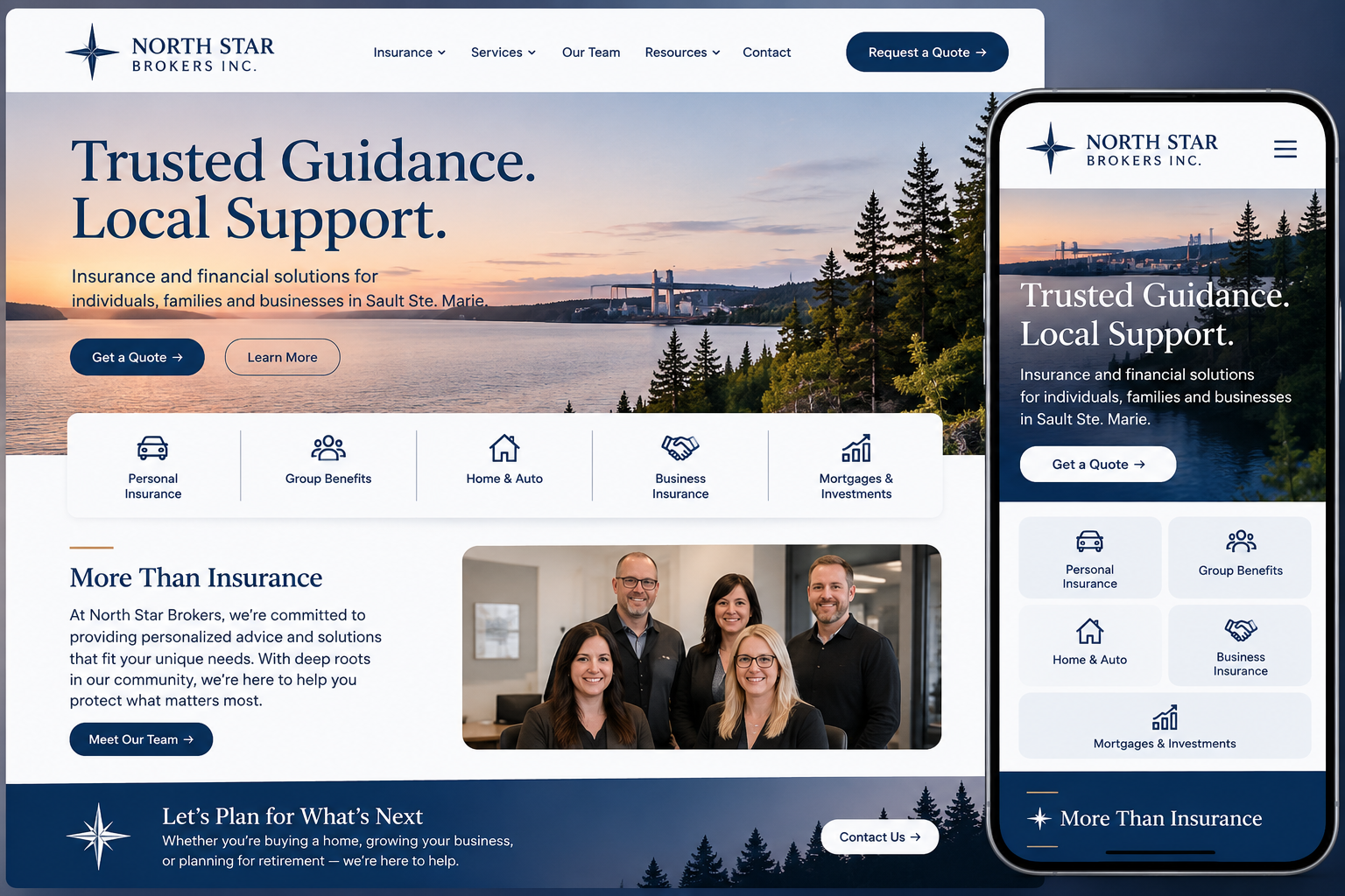 North Star Brokers website mockup